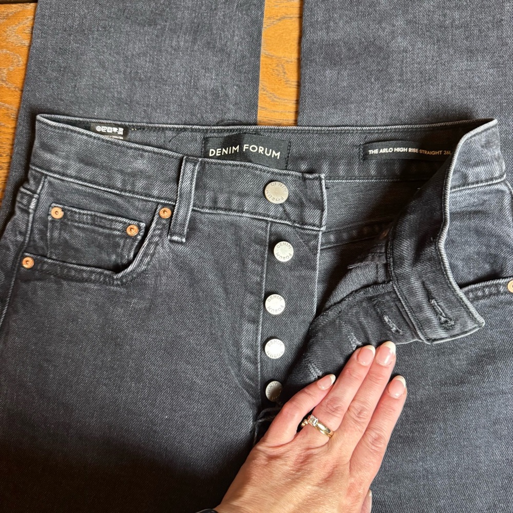 Denim Forum Gray Straight Leg Jeans